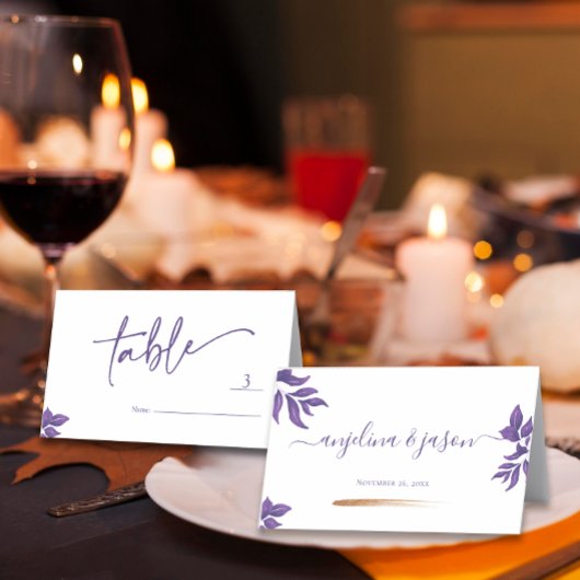 スクリプエレガントトEmerald Purple Eucalyptus結婚 プレイスカード