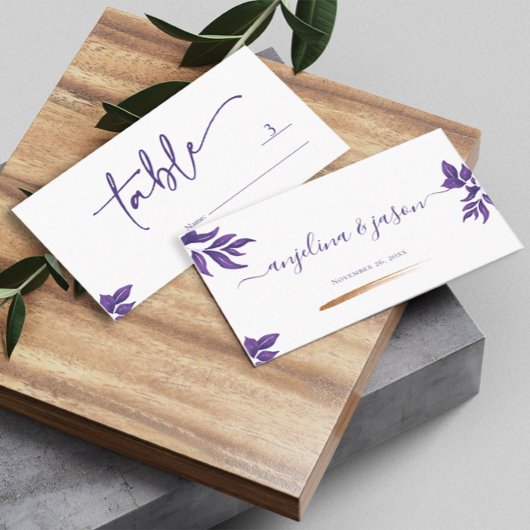 スクリプエレガントトEmerald Purple Eucalyptus結婚 プレイスカード