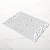 スクリプエレガントトGray Pearls Save the Date Silver 箔招待状 (回転した状態)