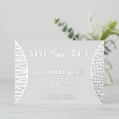 スクリプエレガントトGray Pearls Save the Date Silver 箔招待状 (立ち正面)