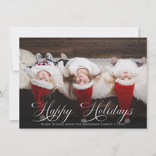 スクリプエレガントトHappy Holidaysクリスマスフォト シーズンカード (正面)