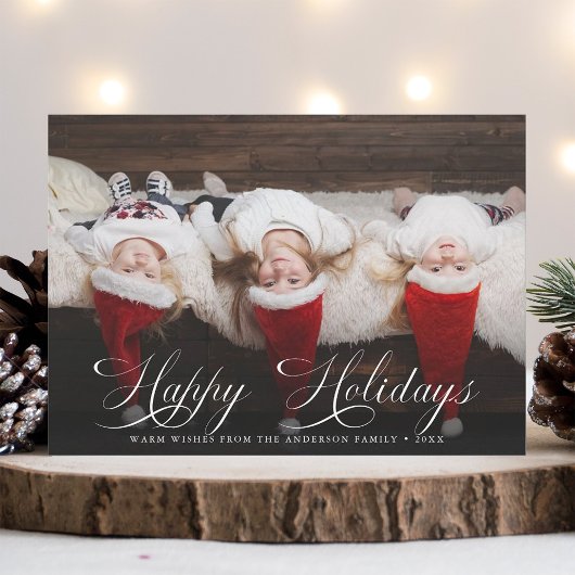 スクリプエレガントトHappy Holidaysクリスマスフォト シーズンカード