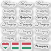 スクリプエレガントトHungaryおよびHungarianフラグ/nameセット シール (正面)