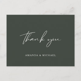 スクリプエレガントトHunter Green結婚's Thank You ポストカード