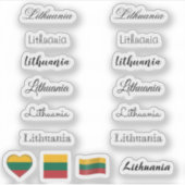 スクリプエレガントトLithuania，リトアニア国旗の名前セット シール (正面)