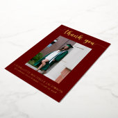 スクリプエレガントトMaroon金ゴールド写真卒業 箔招待状 (回転した状態)