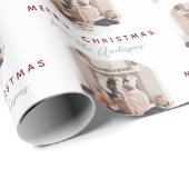 スクリプエレガントトMerry Christmasファミリー名写真 ラッピングペーパー (ロールコーナー)