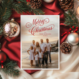 スクリプエレガントトMerry Christmas写真グリーティング カード