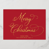 スクリプエレガントトMerry Christmas Red Photo 箔シーズンカード (正面)