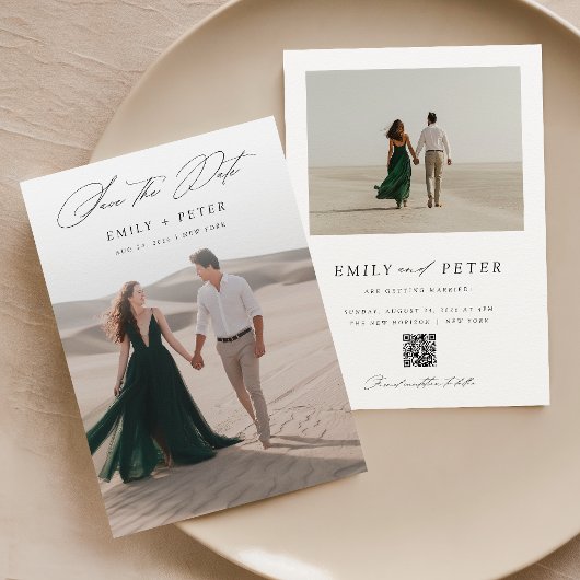 スクリプエレガントトMinimalist 2写真Save The Date 招待状