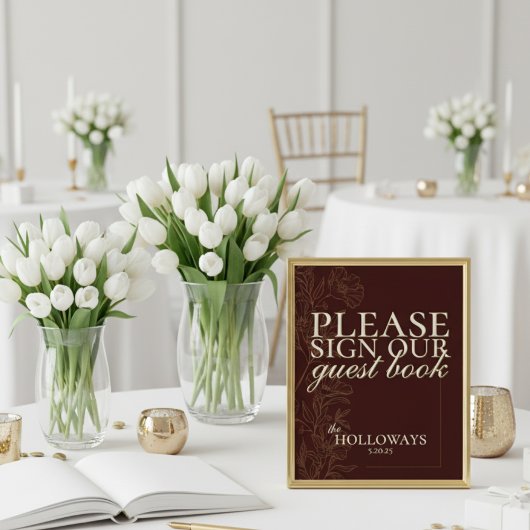 スクリプエレガントトMousse Brownの結婚ゲストブック ポスター