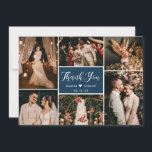 スクリプエレガントトNavy結婚の写真数々のコラージュ サンキューカード<br><div class="desc">モダンネイビエレガントー・ハンドレタ結婚ーの写真数々のコラージュサンキューカード。6スタイリッシュ枚の写真を前面に、1結婚枚の写真を背面に並べたサンキューカードテンプレート。文字の「あなた感謝してい」と暗いネイビーの青い色の背景に渦巻形の白の手書きの書道のスクリプトフォントを書いた。自分の名前とメッセージ感謝していを自分の名前に合わせる。ノートもしを手書きしたい場合は、サンプル文字を削除して宇宙を増やす。もしデザイ救済ンにお問い合わせ品連絡が必要だ！</div>
