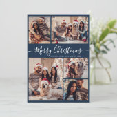 スクリプエレガントトNavy 5フォトコラージクリスマス シーズンカード (スタンド正面)