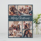 スクリプエレガントトNavy 5フォトコラージクリスマス シーズンカード (スタンド正面)