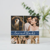 スクリプエレガントトNavy 5フォトコラージュ結婚ズ サンキューカード (スタンド正面)