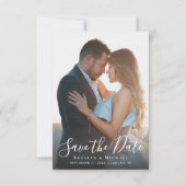 スクリプエレガントトNavy Blueフォトミニマル結婚リスト セーブザデート (正面)