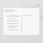 スクリプエレガントトNavy Blue赤面金ゴールド日付の保存 案内ポストカード (裏面)