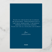 スクリプエレガントトNavy Blue金ゴールド写真卒業 箔招待状 (裏面)