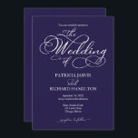 スクリプエレガントトNavy Blue and White 結婚's 招待状<br><div class="desc">スクリプエレガントトNavy BlueとWhite結婚式招待状</div>