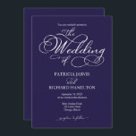 スクリプエレガントトNavy Blue and White 結婚's 招待状<br><div class="desc">スクリプエレガントトNavy BlueとWhite結婚式招待状</div>