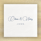 スクリプエレガントトNavy White結婚's Paper Napkin