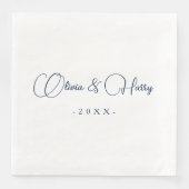 スクリプエレガントトNavy White結婚's Paper Napkin (正面)