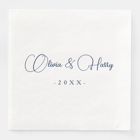 スクリプエレガントトNavy White結婚's Paper Napkin (正面)