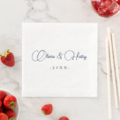 スクリプエレガントトNavy White結婚's Paper Napkin (インサイチュ)
