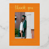 スクリプエレガントトOrange金ゴールド写真卒業 箔招待状 (正面)