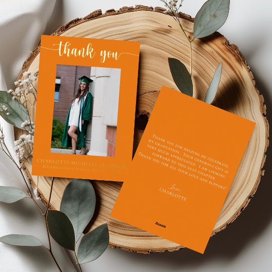 スクリプエレガントトOrange金ゴールド写真卒業 箔招待状