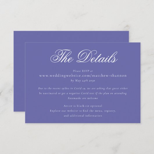 スクリプエレガントトPeriwinkle Blueの結婚詳細 エンクロージャーカード (正面/裏面)