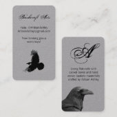 スクリプエレガントトRaven Crow Bird Artist Monogram 名刺 (正面/裏面)