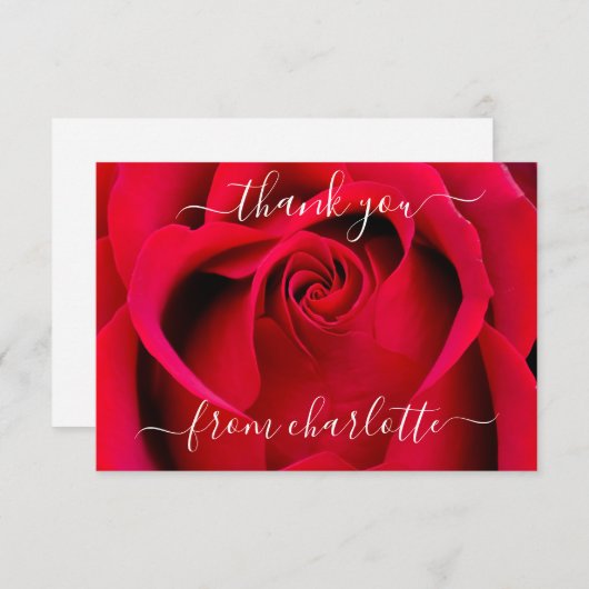スクリプエレガントトRed Roseフローラありがとう サンキューカード (正面/裏面)