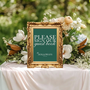 スクリプエレガントトSage Greenの結婚ゲストブック ポスター