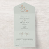 スクリプエレガントトSage Greenミニマル結婚リスト オールインワン招待状 (内側)
