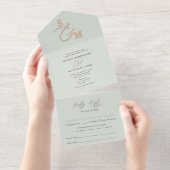 スクリプエレガントトSage Greenミニマル結婚リスト オールインワン招待状 (切り取り部)