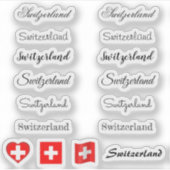 スクリプエレガントトSwitzerland & Swiss Flag /nameセット シール (正面)