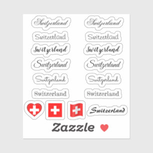 スクリプエレガントトSwitzerland & Swiss Flag /nameセット シール