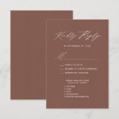 スクリプエレガントトTerracottaミニマリスト結婚式RSVP エンクロージャーカード (正面/裏面)