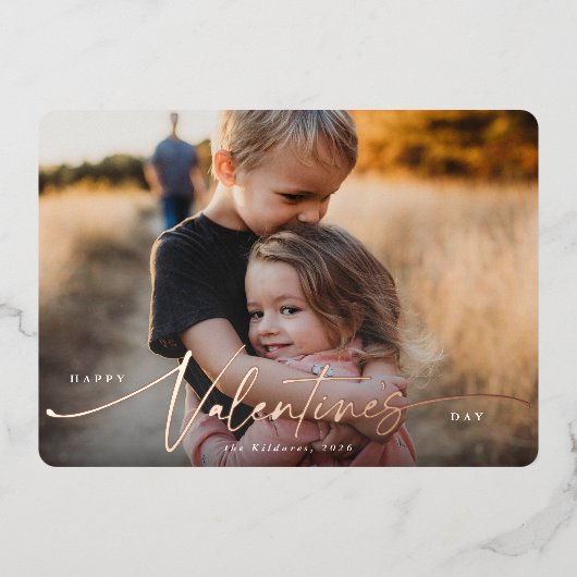 スクリプエレガントトValentines Day Foilフォトカード 箔シーズンカード (正面)