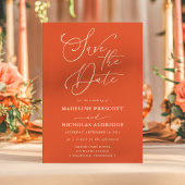 スクリプエレガントトVerona Sunset Orange日付の保存 招待状