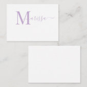 スクリプエレガントモダント紫モノグラム名ノートCa ノートカード (正面/裏面)
