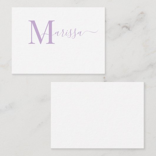 スクリプエレガントモダント紫モノグラム名ノートCa ノートカード (正面/裏面)