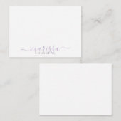 スクリプエレガントモダント紫モノグラム名 ノートカード (正面/裏面)