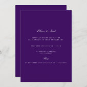 スクリプエレガントルパープル婚約招待状 招待状 (正面/裏面)
