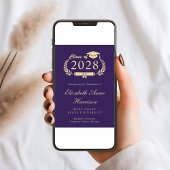 スクリプエレガントルパープル金ゴールド大学の卒業 案内状