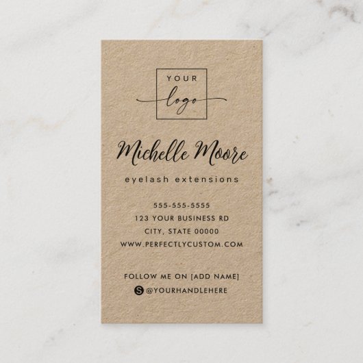 スクリプエレガントロカスタムゴ垂直クラフト紙 名刺 (正面)