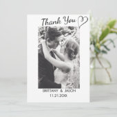 スクリプカジュアルトとハートの結婚写真ありがとう 招待状 (スタンド正面)