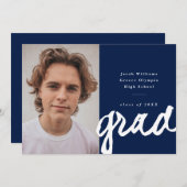 スクリプカジュアルトのグラード |写真シンプルの卒業 案内状 (正面/裏面)