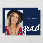 スクリプカジュアルトのグラード |写真シンプルの卒業 案内状 (正面/裏面)